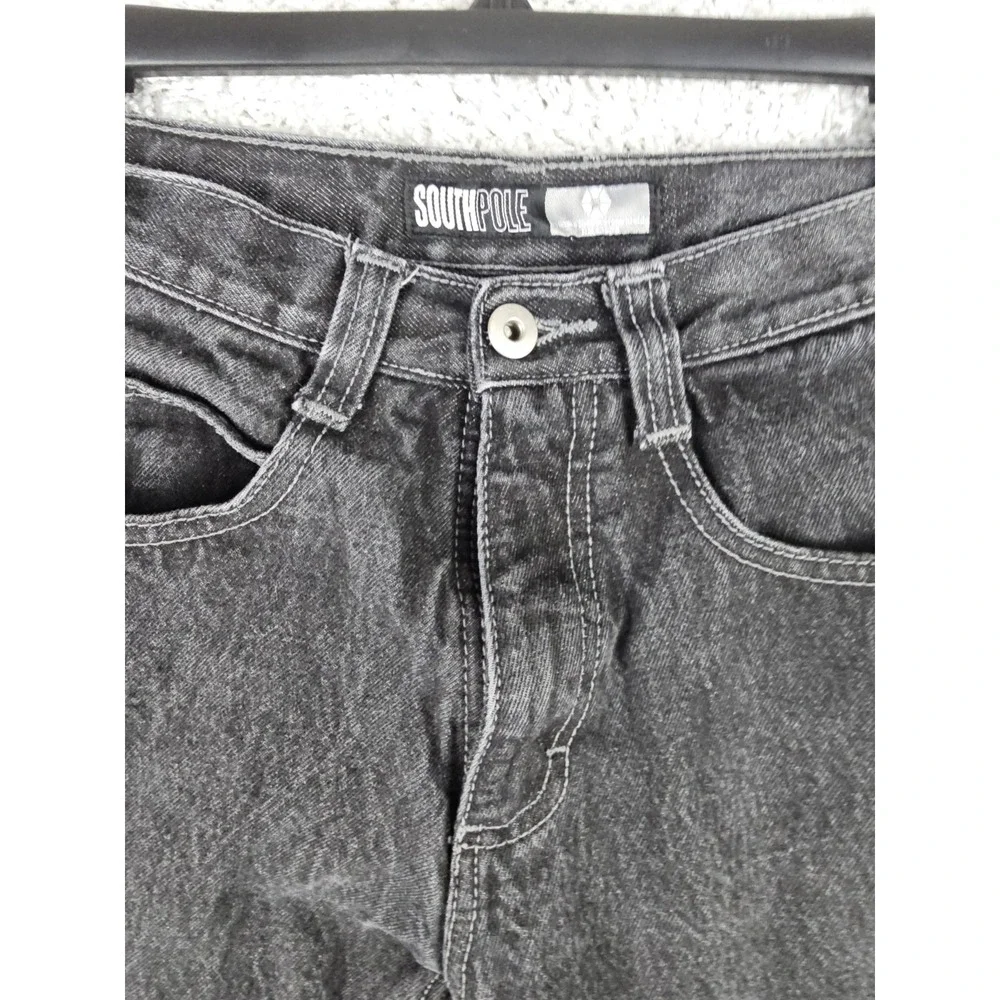 Vintage SouthPole Y2K Dark Black Denim Baggy Skate Jeans Youth Kids Size 8 24x23